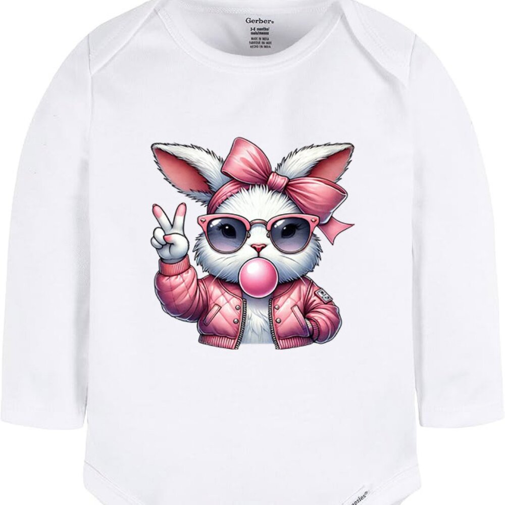Long Sleeve Easter Onesie - White